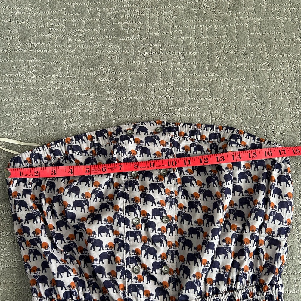 NWT BCBGeneration Strapless Elephant Print Dress Navy Orange Safari BUTTON Large - Picture 10 of 16